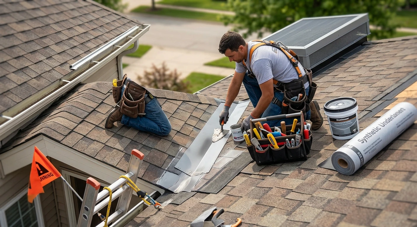 Residential exterior representing roof repair and maintenance