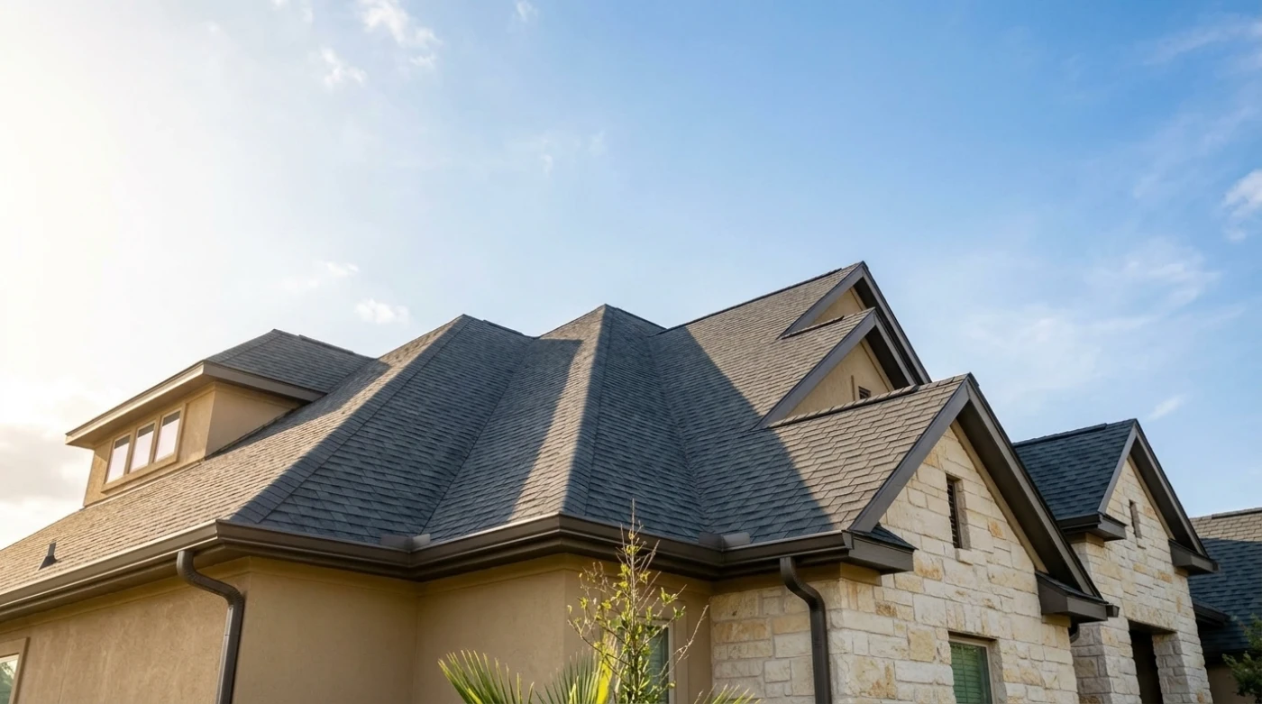 Residential property exterior showing roof and architectural details